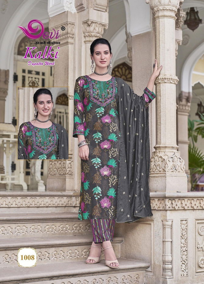 Kalki Vol 1 By Devi Embroidery Rayon Printed Kurti With Bottom Dupatta Wholesale Shop in Surat